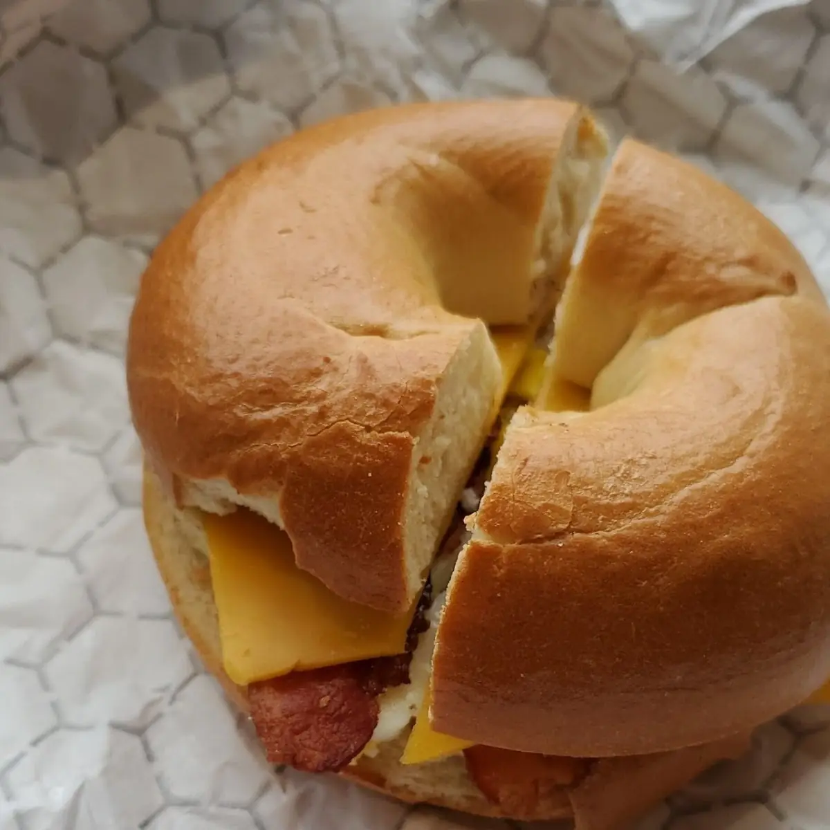 Bacon Egg and Cheddar Bagel Sandwich