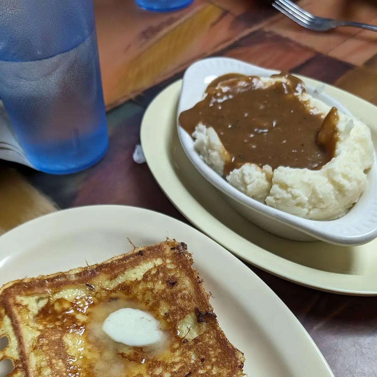 French Toast and Mashed Potatoes with Gravy