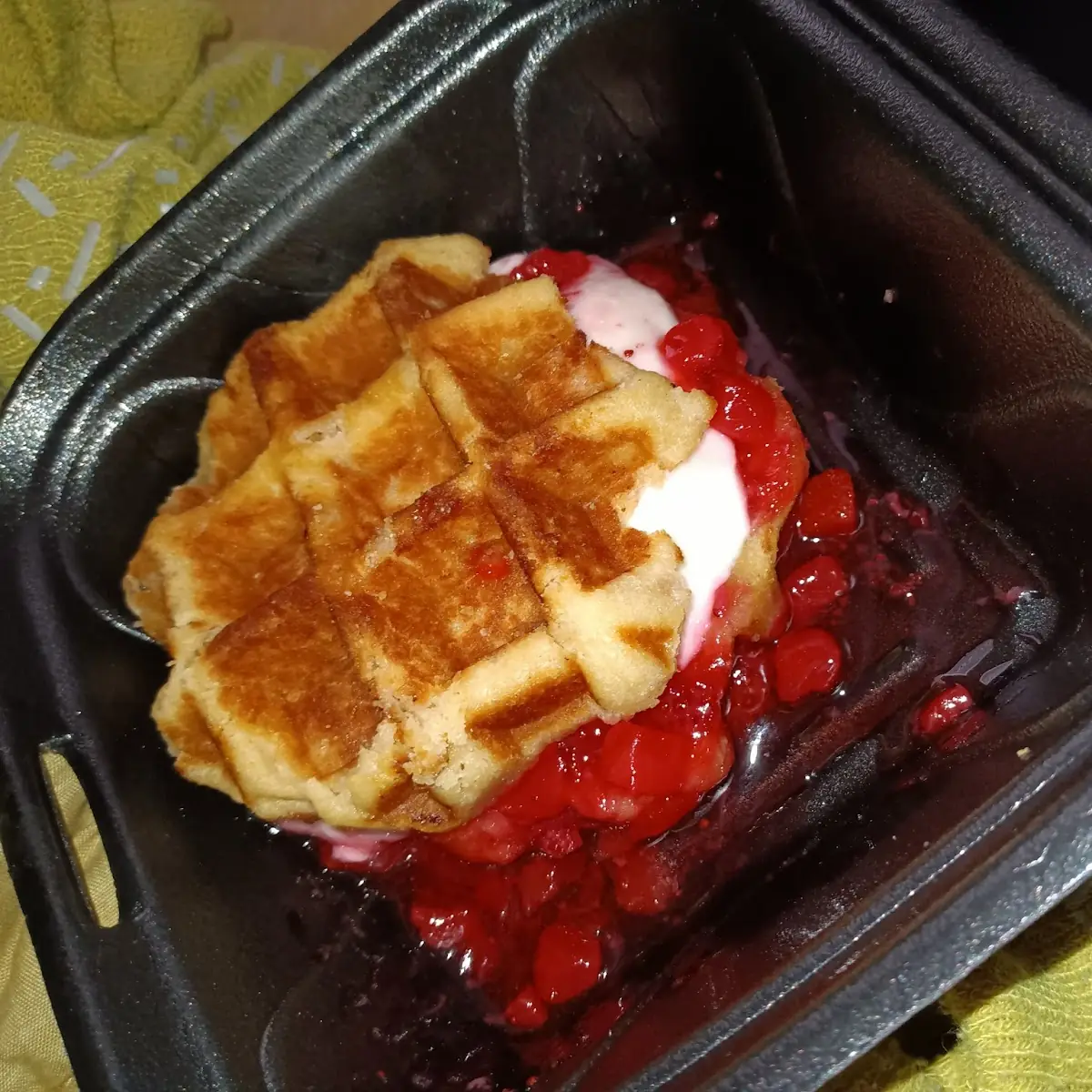 Strawberry Cheesecake Stuffed Waffle