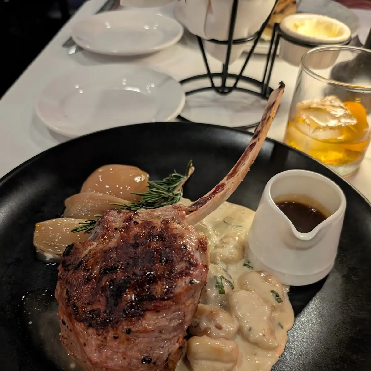 Pork Chop with Blue Cheese Gnocchi
