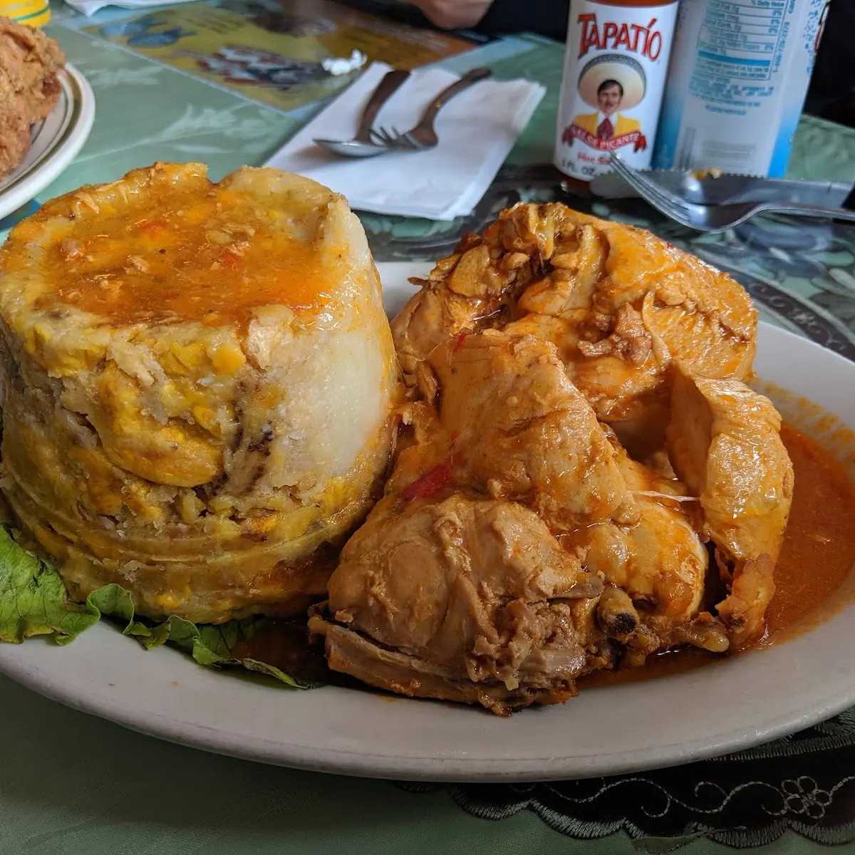 Trifongo with Chicken Stew