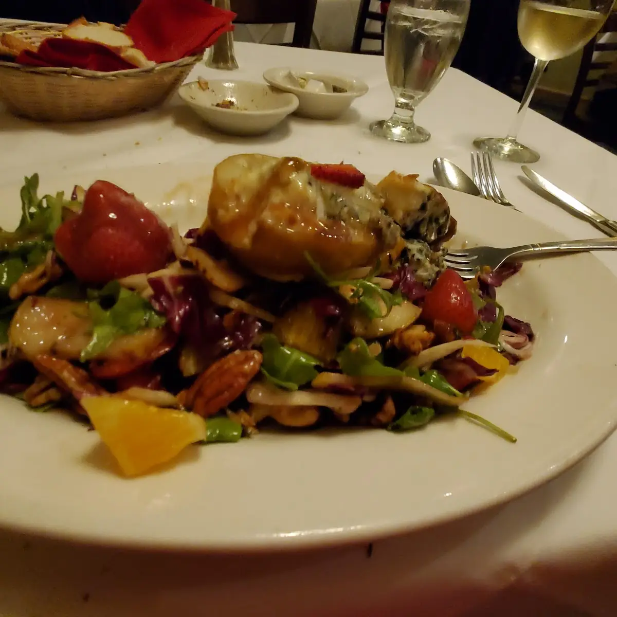 Pear Salad with Gorgonzola Strawberries Nuts Mandarin Orange Etc