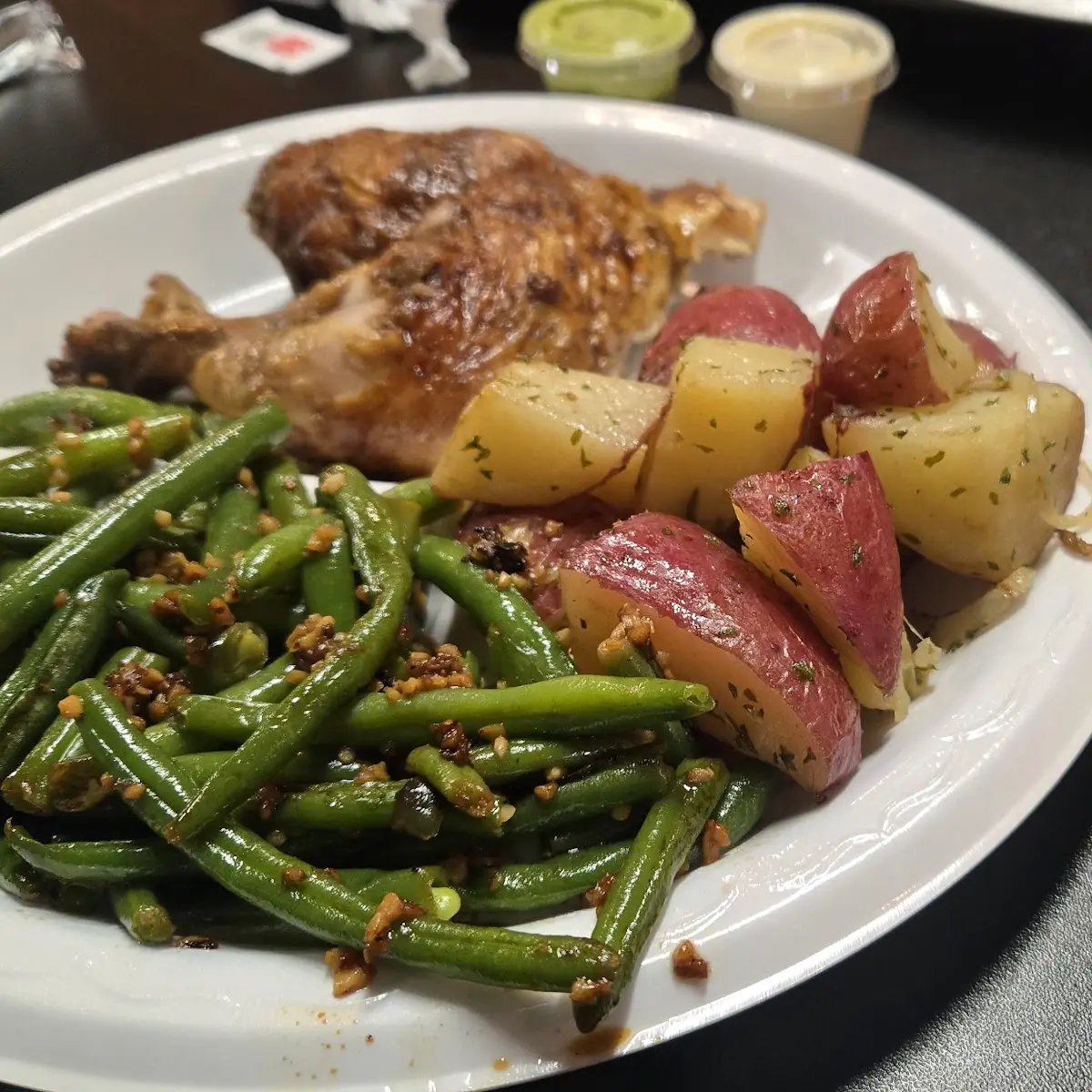 Roasted Chicken with Green Beans and Plantains