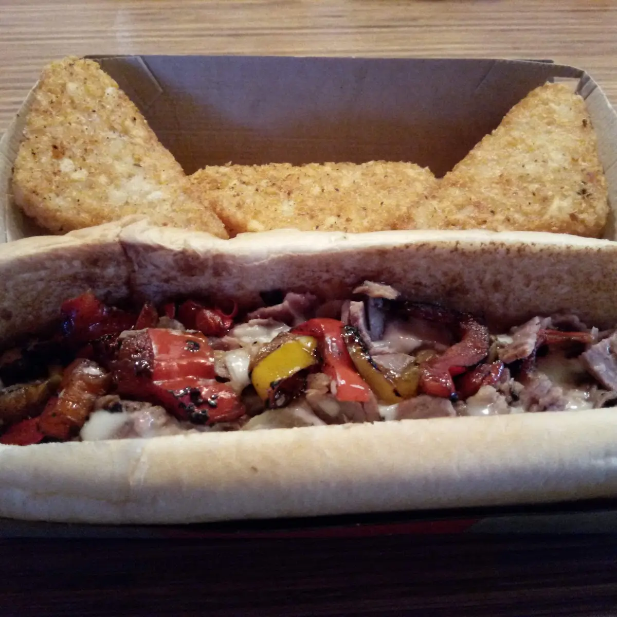 Philly Cheese Steak with Potato Cakes
