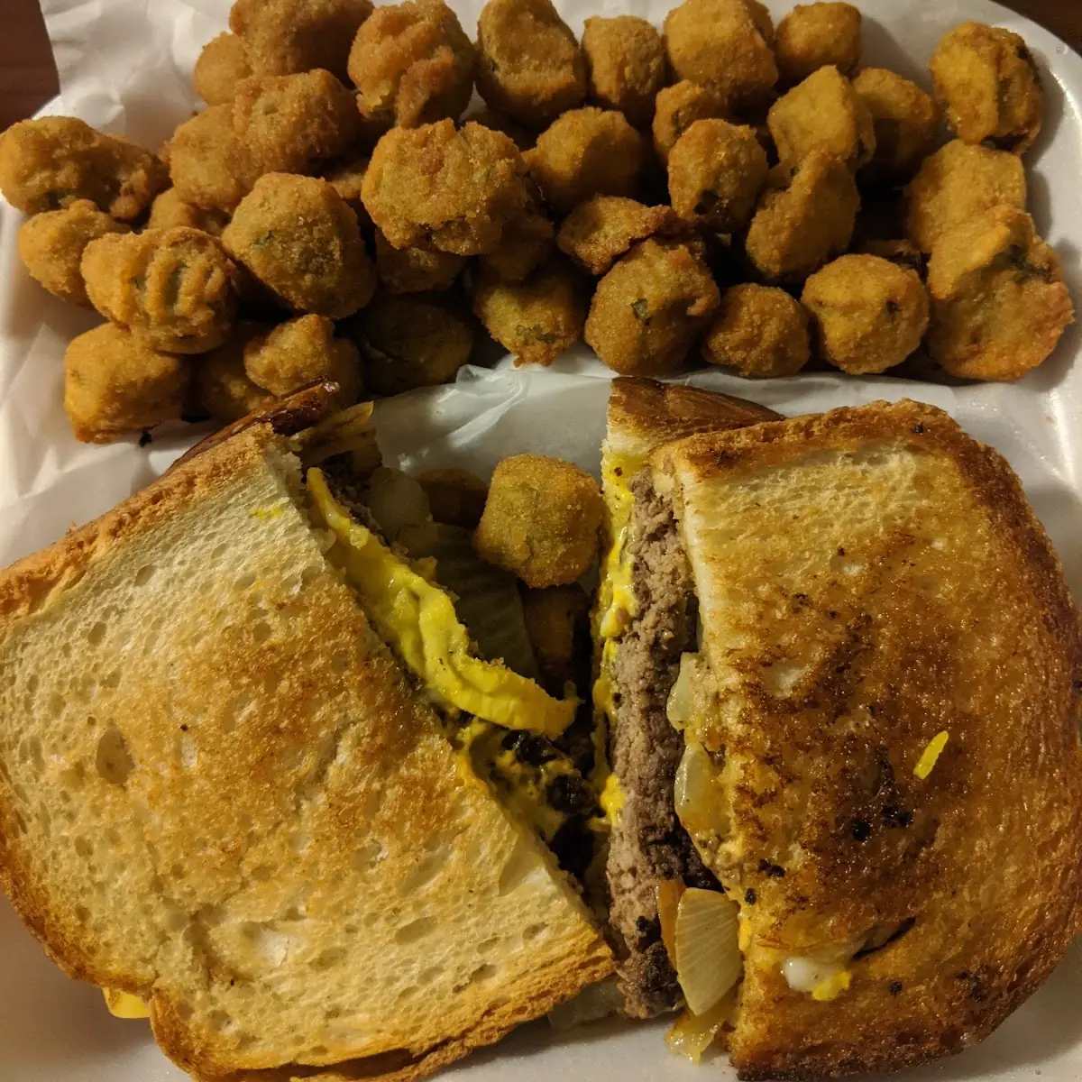 Patty Melt and Fried Okra