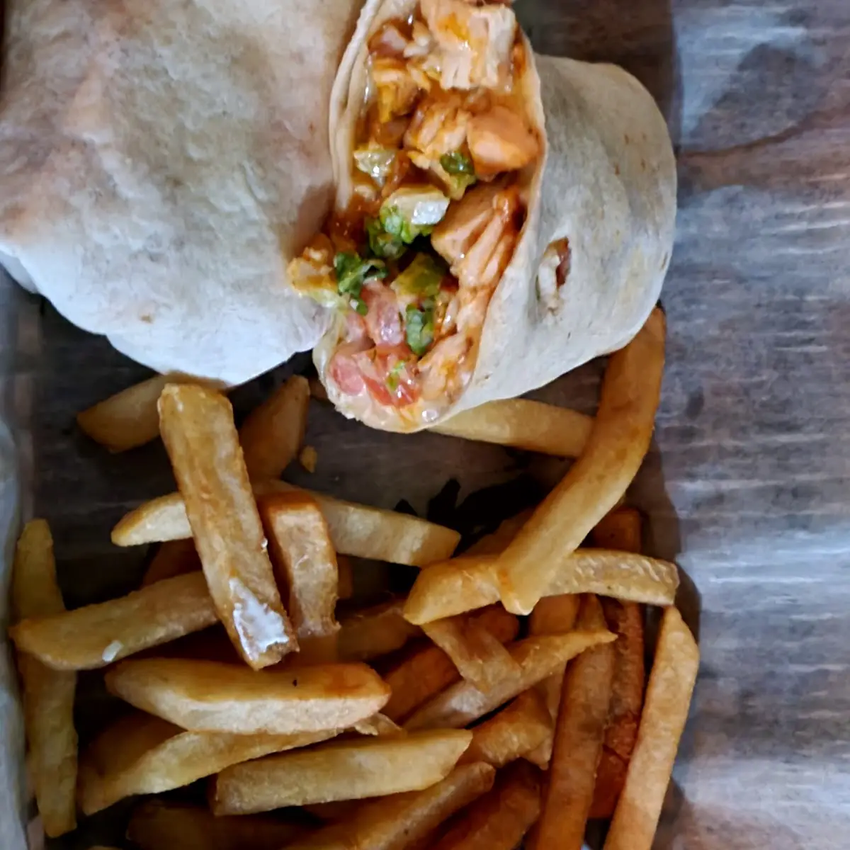 Cajun Chicken Wrop w Fries
