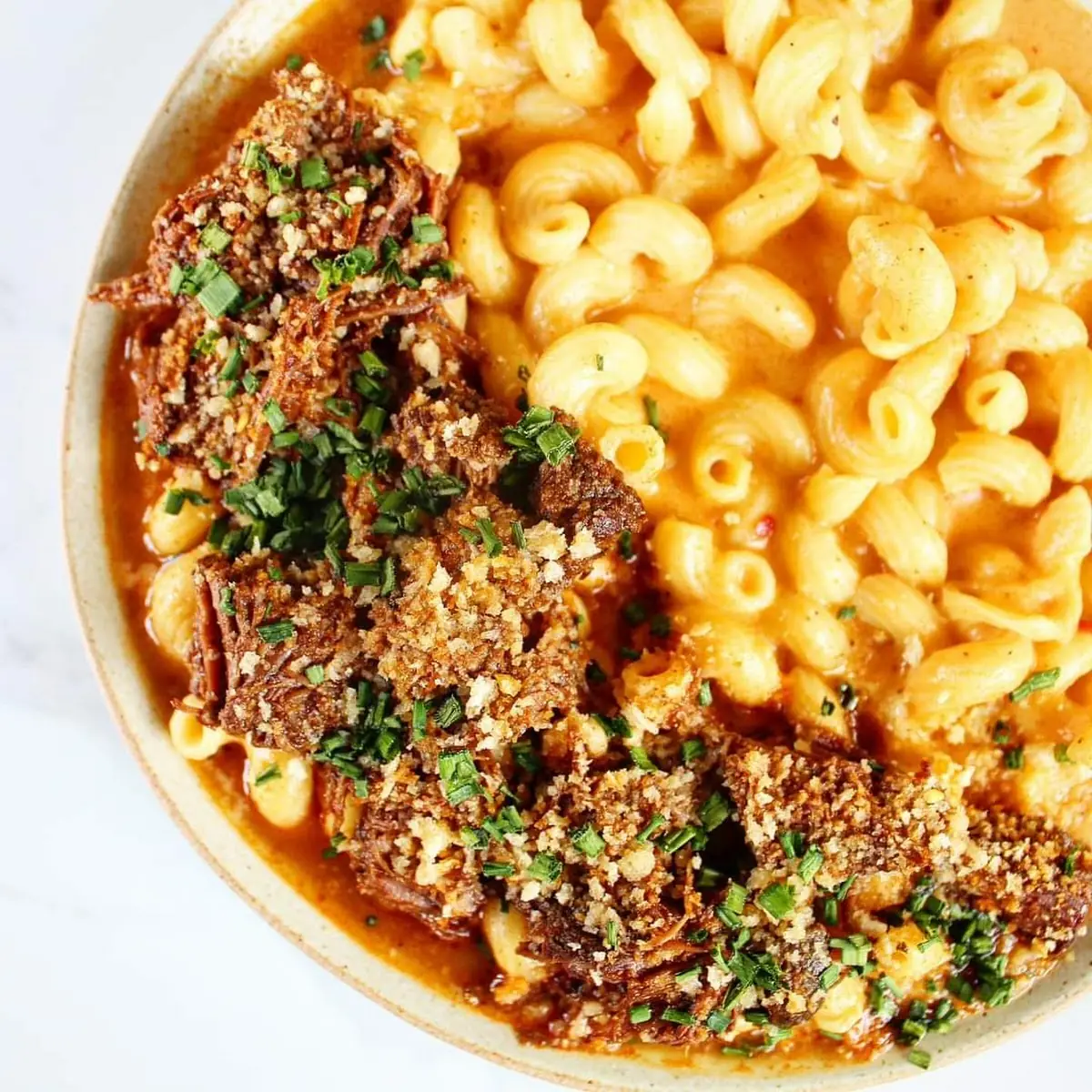 Spicy Mac and Cheese with Lamb Merguez Crumble