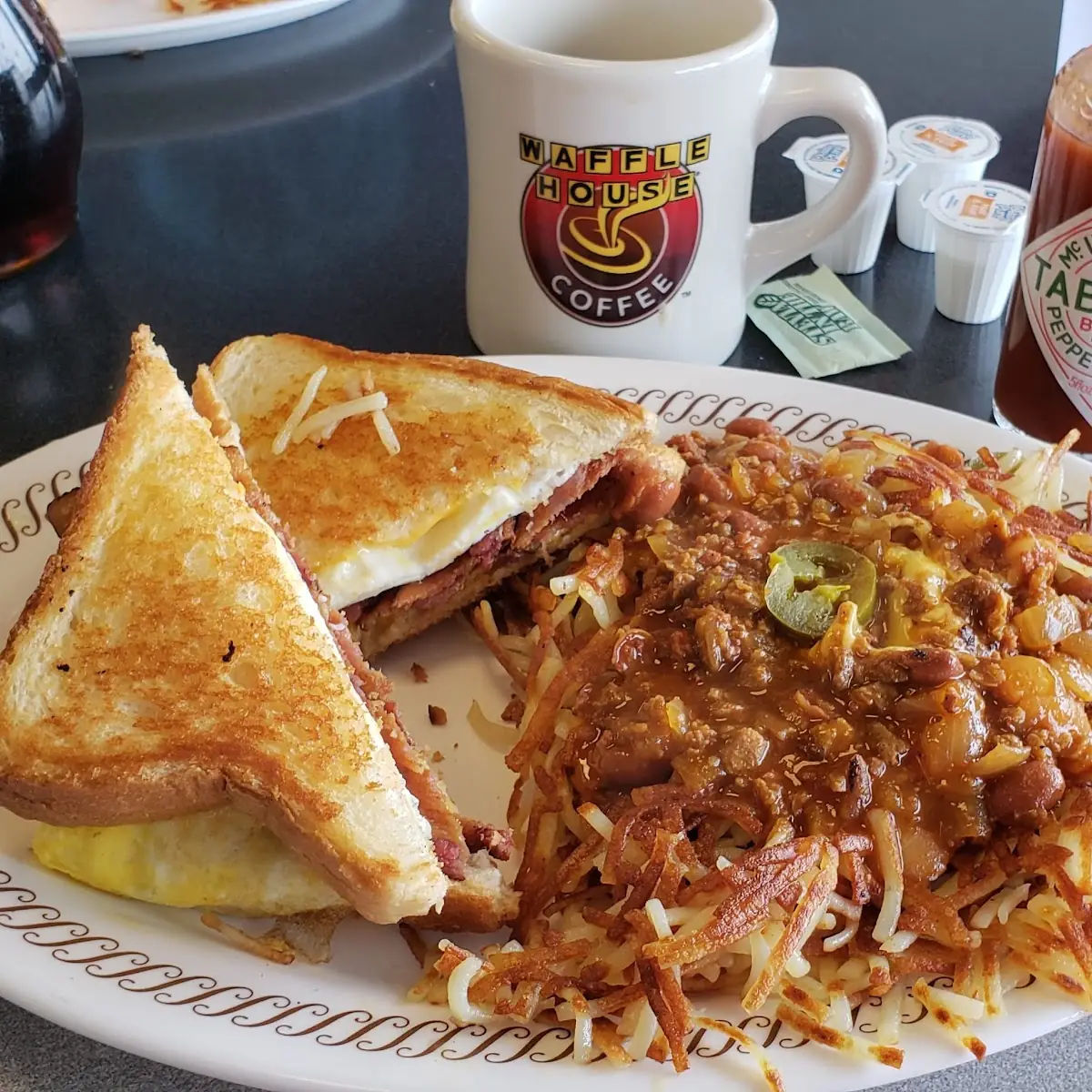 Bacon Egg and Cheese Sandwich with Hashbrowns