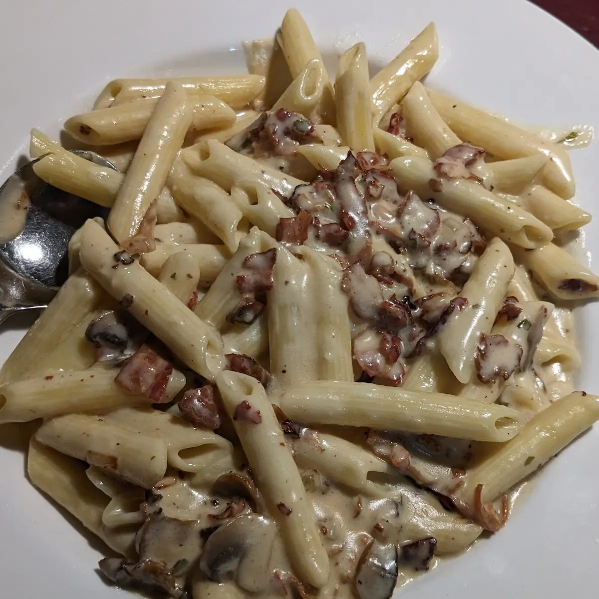 Penne Carbonara, Luna Pizzeria Restaurant
