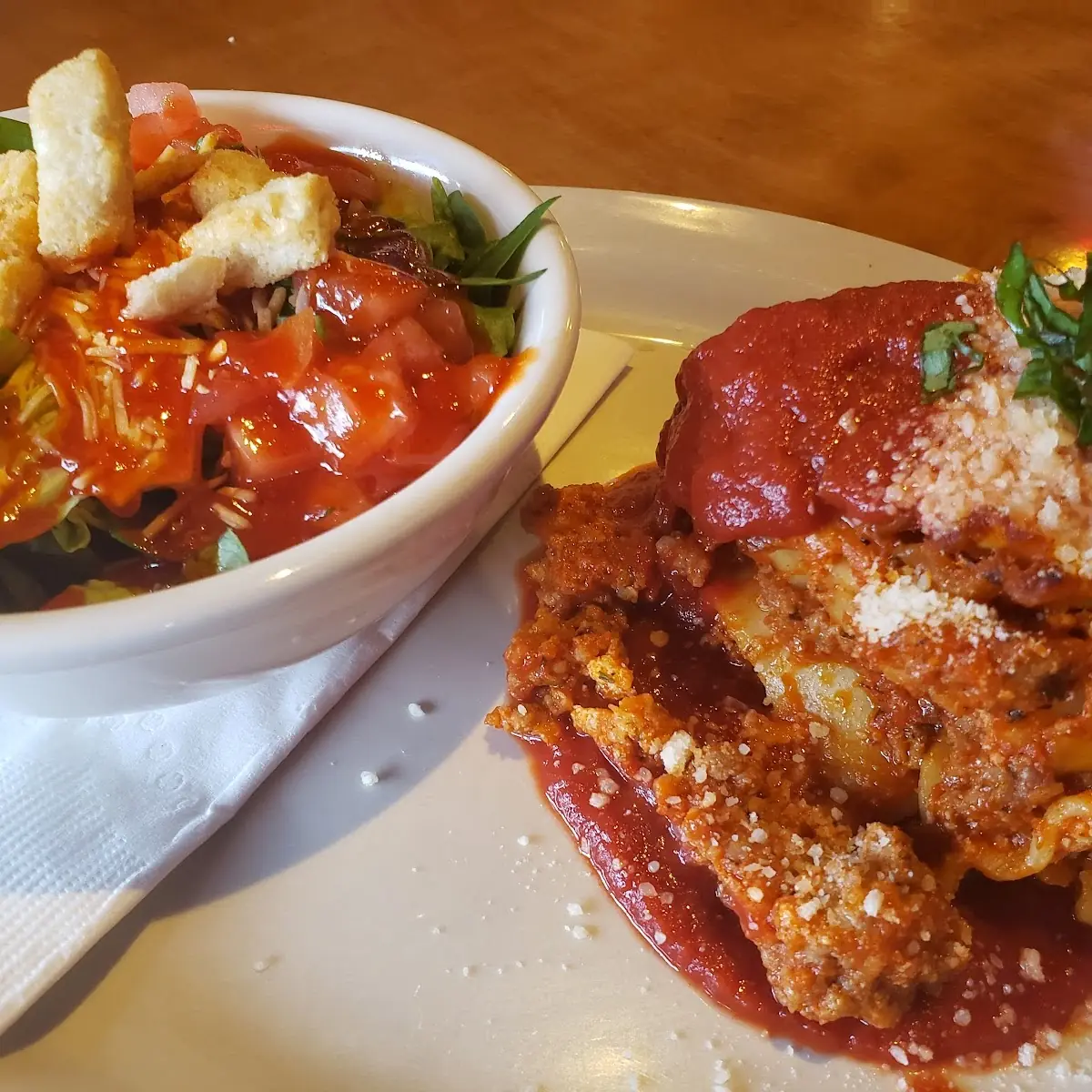 Lasagna and a Side Salad