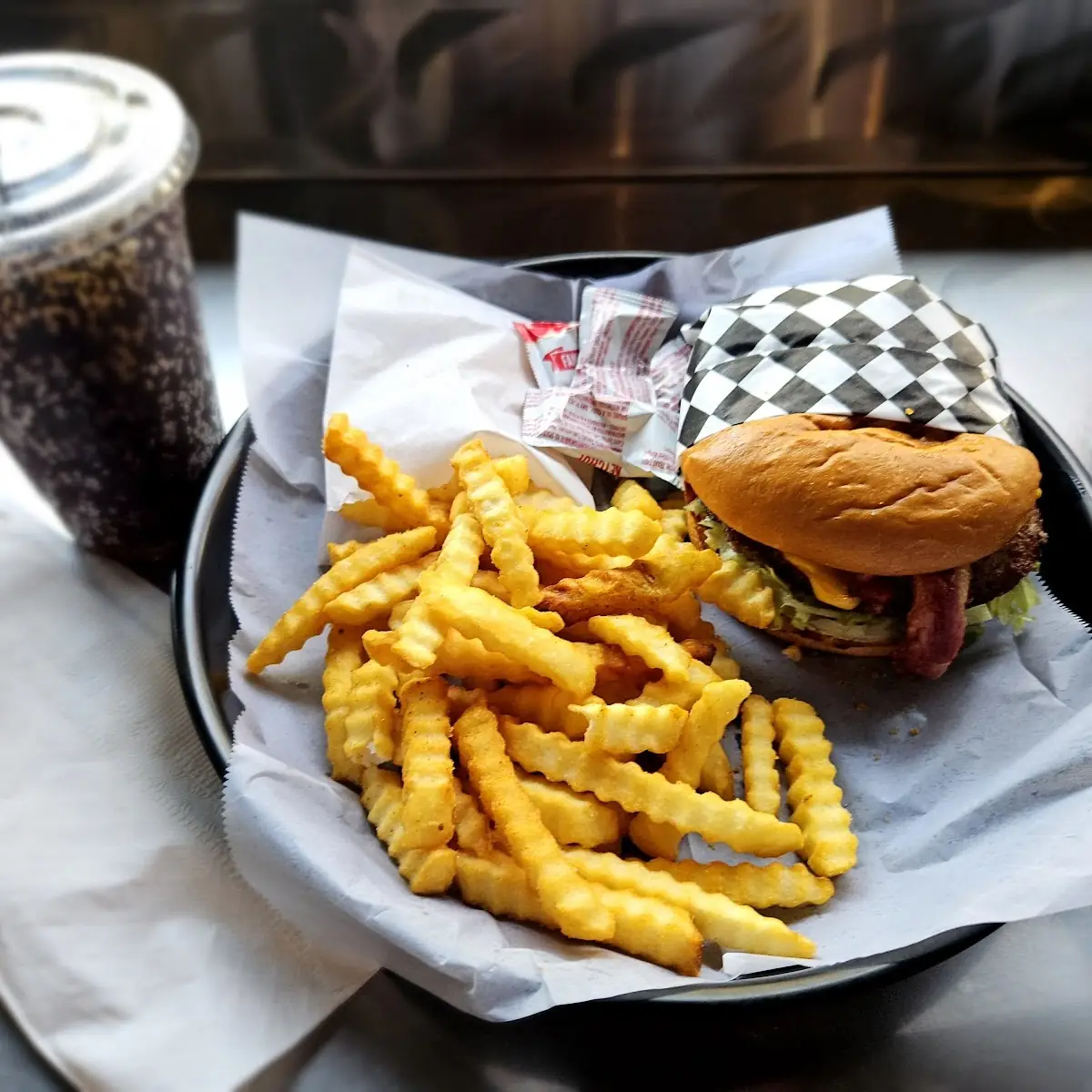 Double Cheeseburger and Crinkle Fries