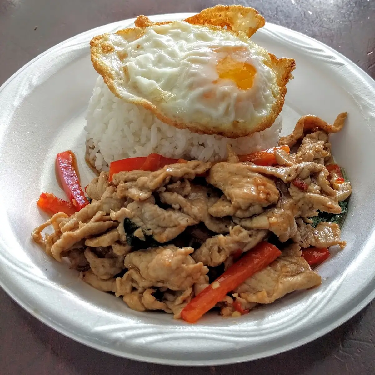 Spicy Chicken Basil with Fried Egg