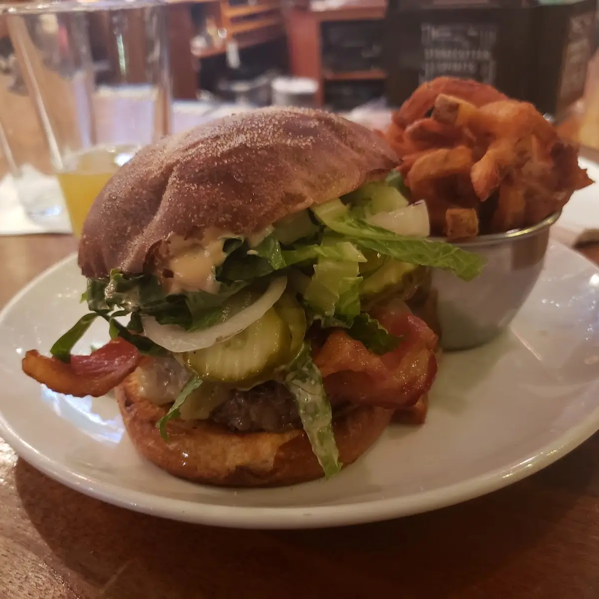 Comeback Burger and Fries with Cheddar & Bacon