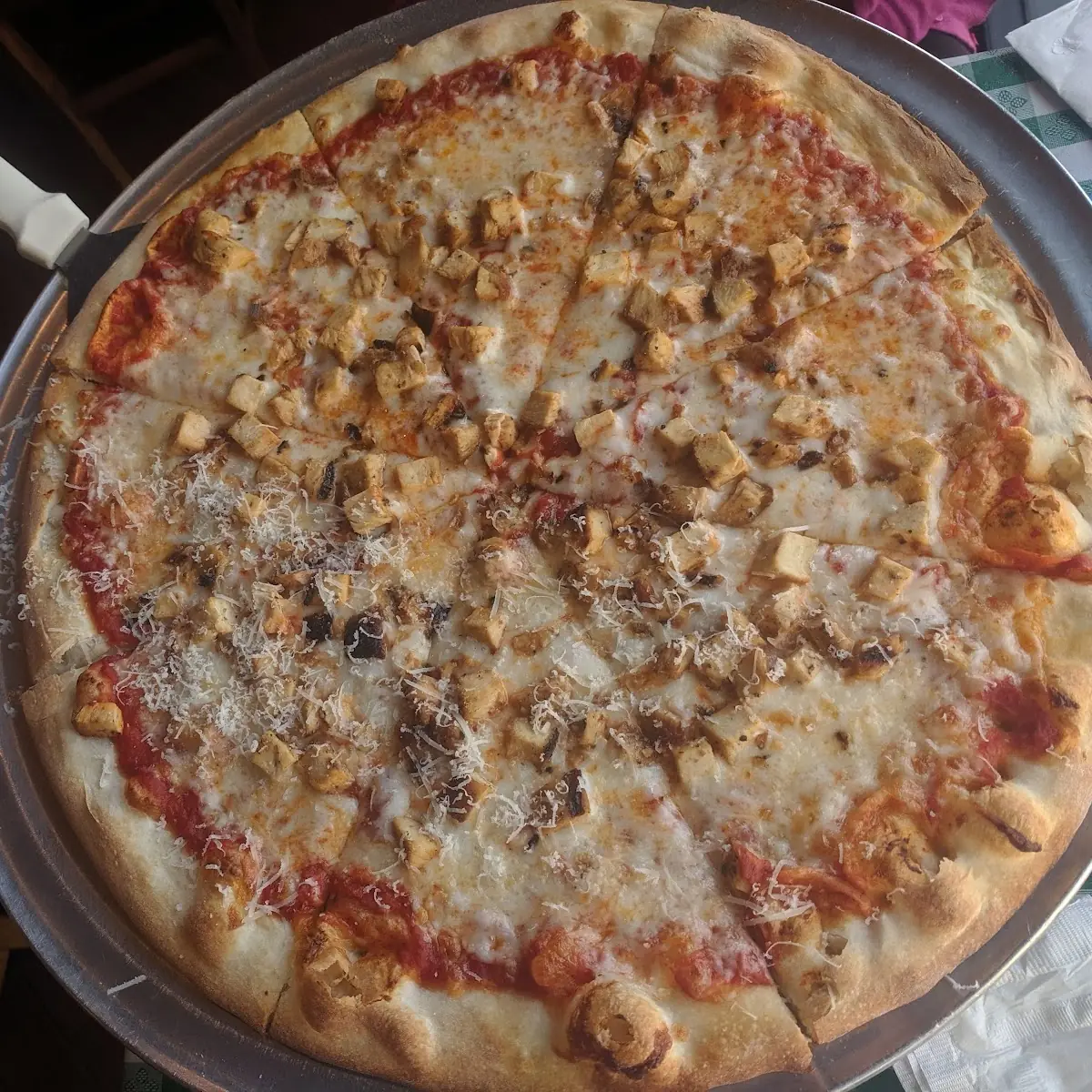 Chicken Thin Crust Pizza Half with Parmesan Cheese