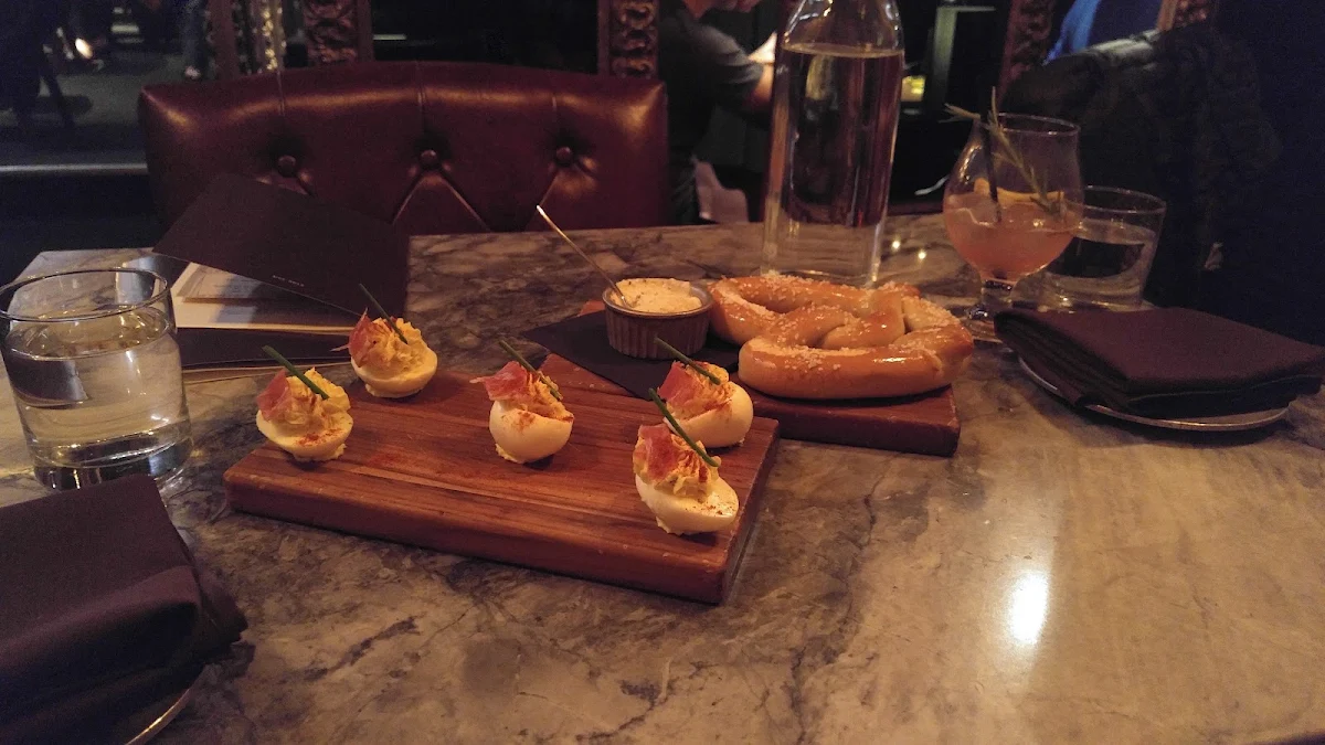 Deviled Eggs and Bavarian Pretzel