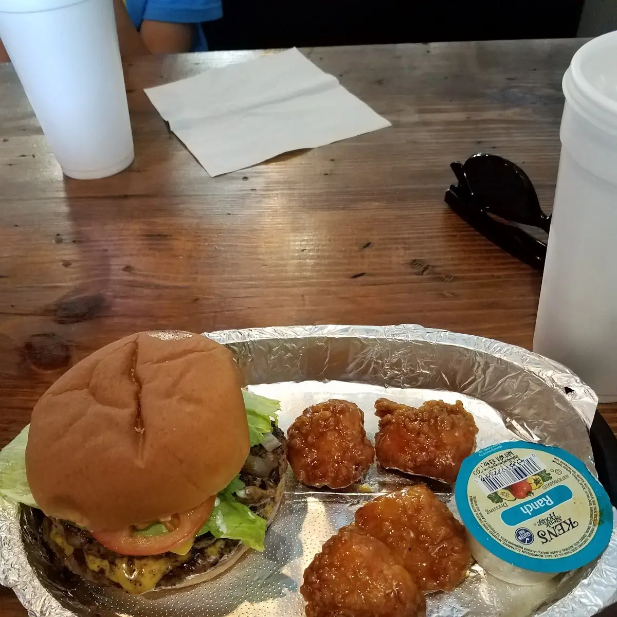 Double Cheeseburger and Boneless Wings