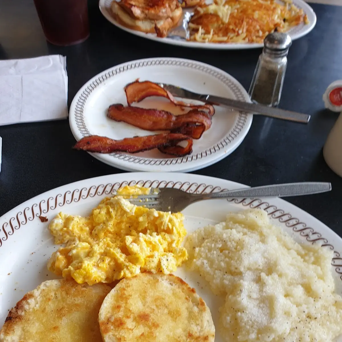 Grits Scrambled Eggs and Biscuit