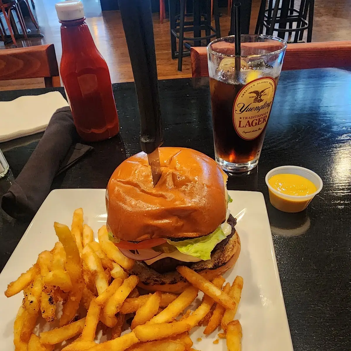 Bacon Burger with Onion Rings