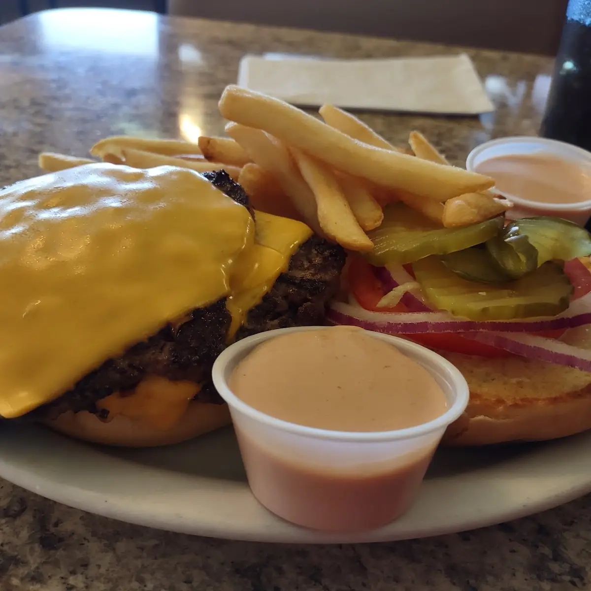 Jim's Double Cheeseburger with Fries