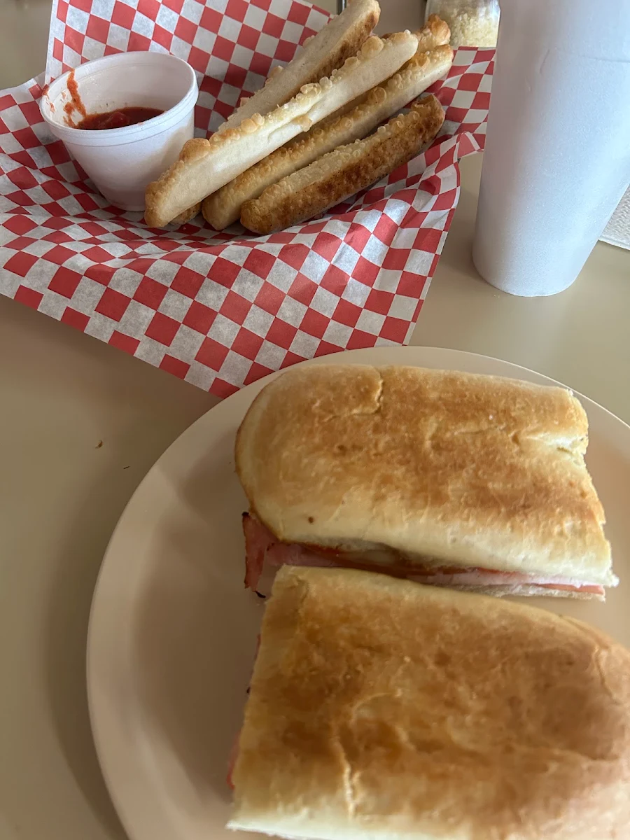 Bread Sticks and Hot Turkey Ham Sub