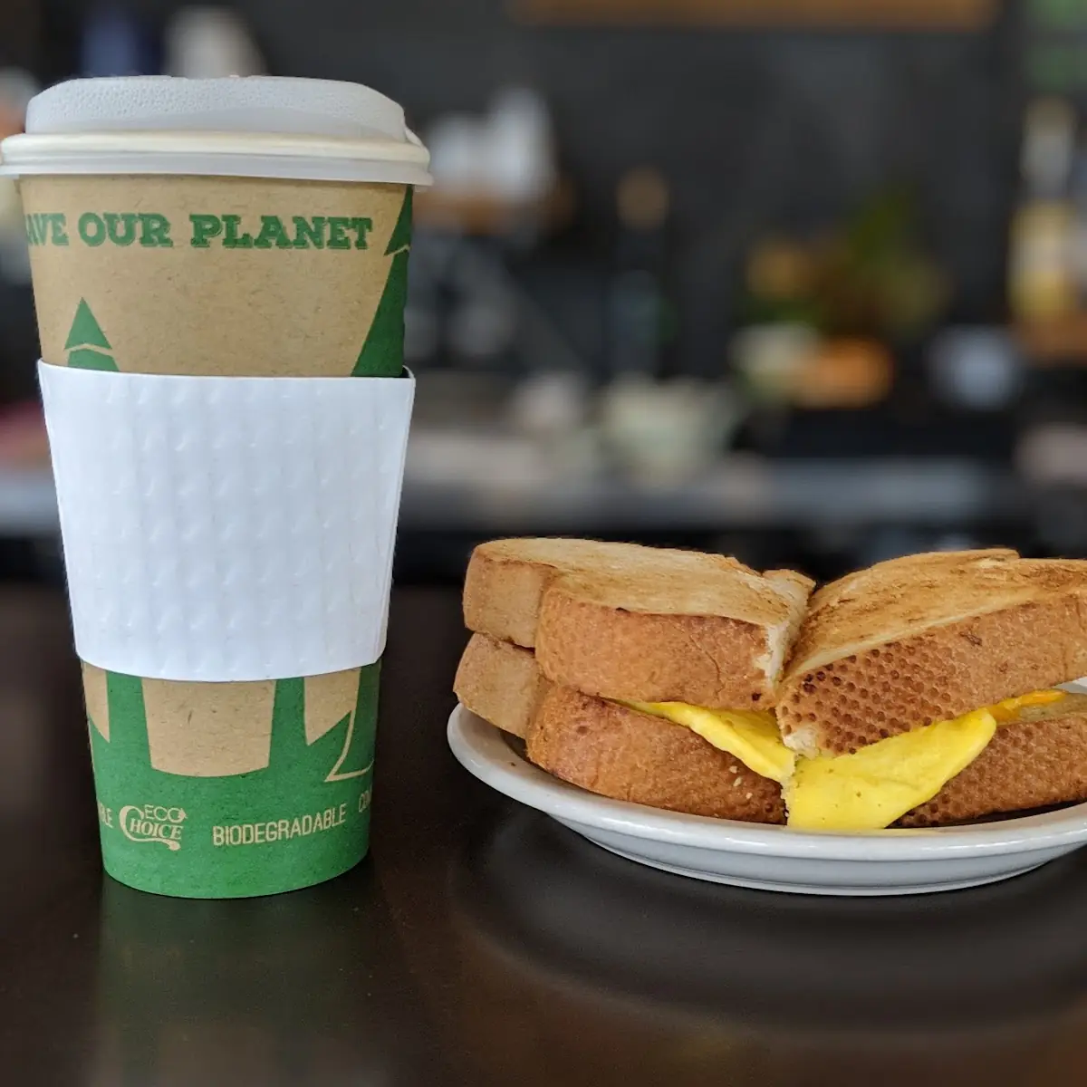 Coffee and Breakfast Sandwich