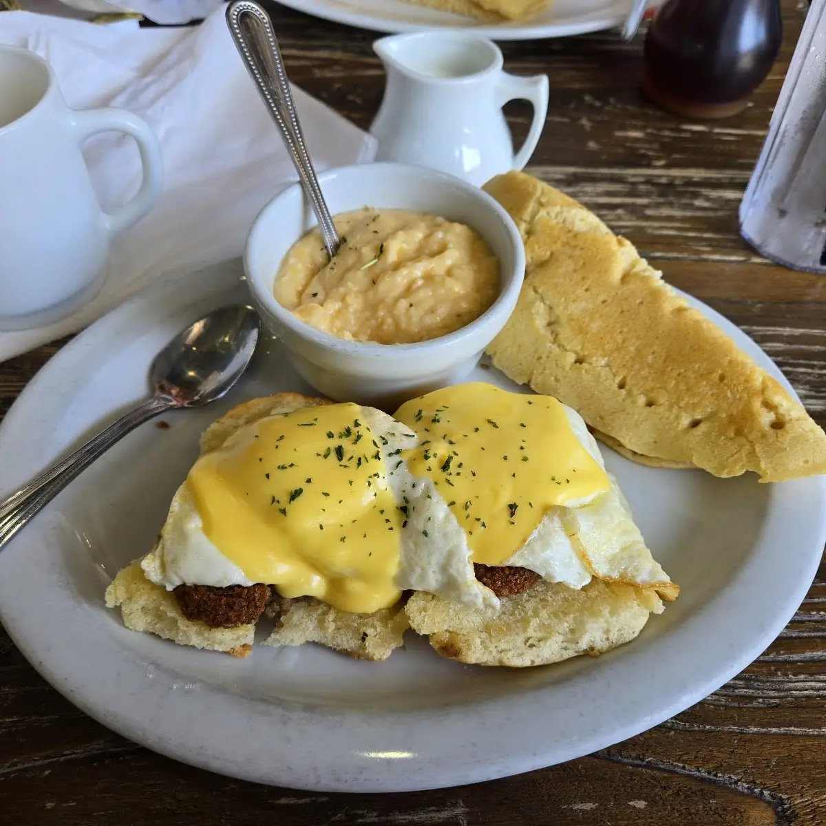 Eggs Benedict with Cheese Grits