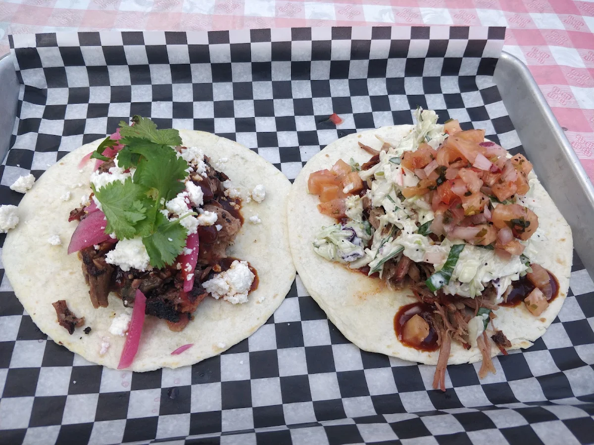 Pulled Pork Taco and Brisket Taco