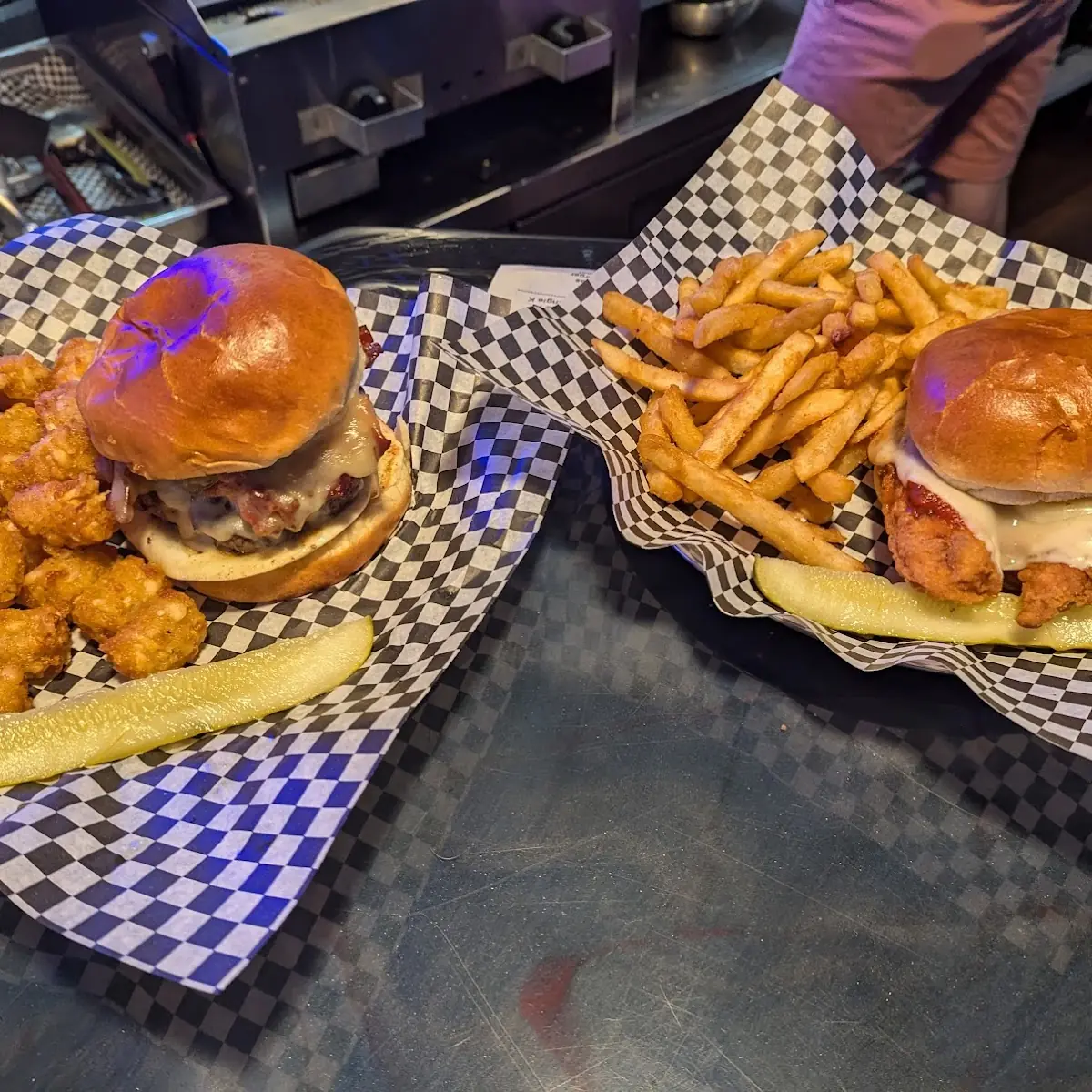 Hangover Burger and a Chicken Parm Sandwich