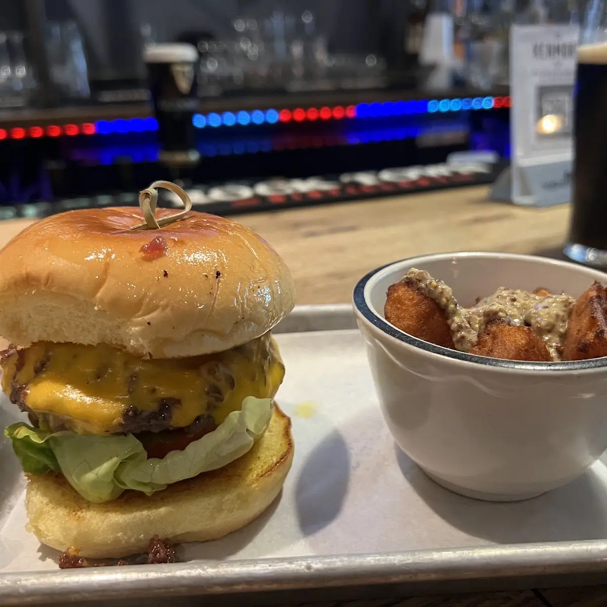 Pub Burger & Sweet Potato Fries