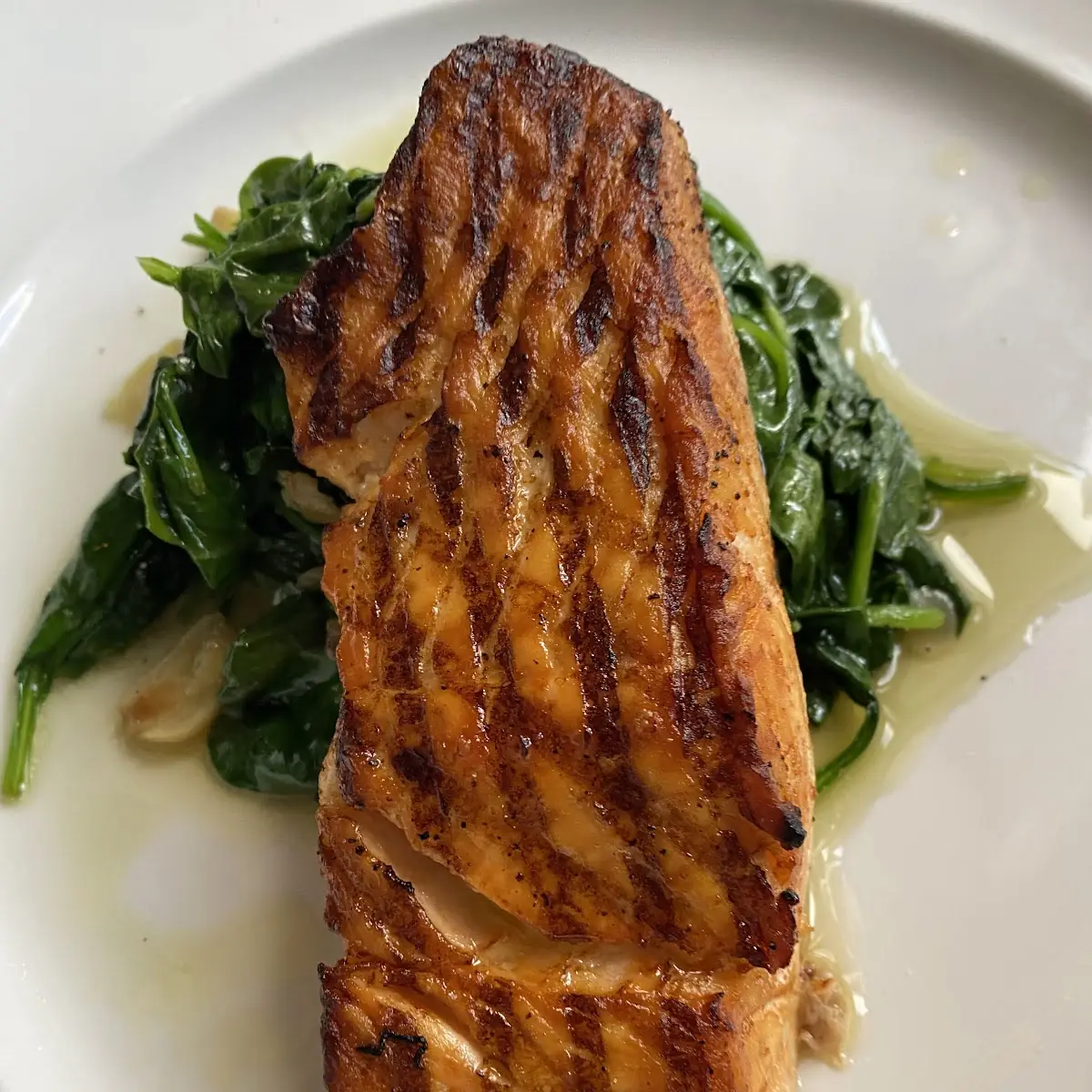 Salmon with Sautéed Spinach