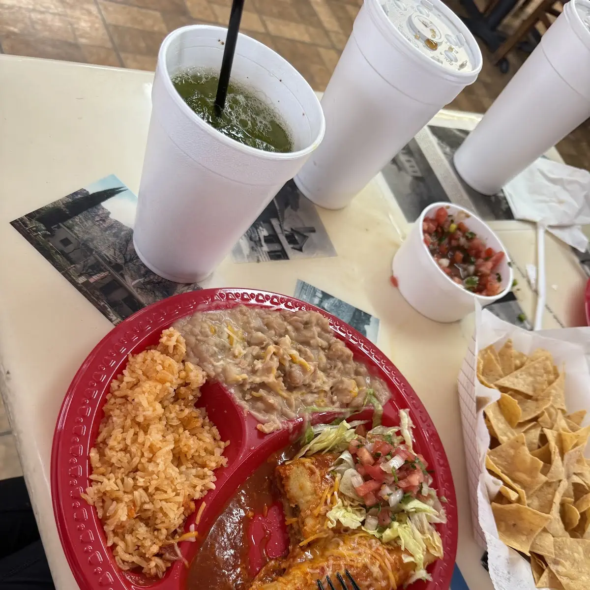 Red Sauce Beef Enchilada Plate