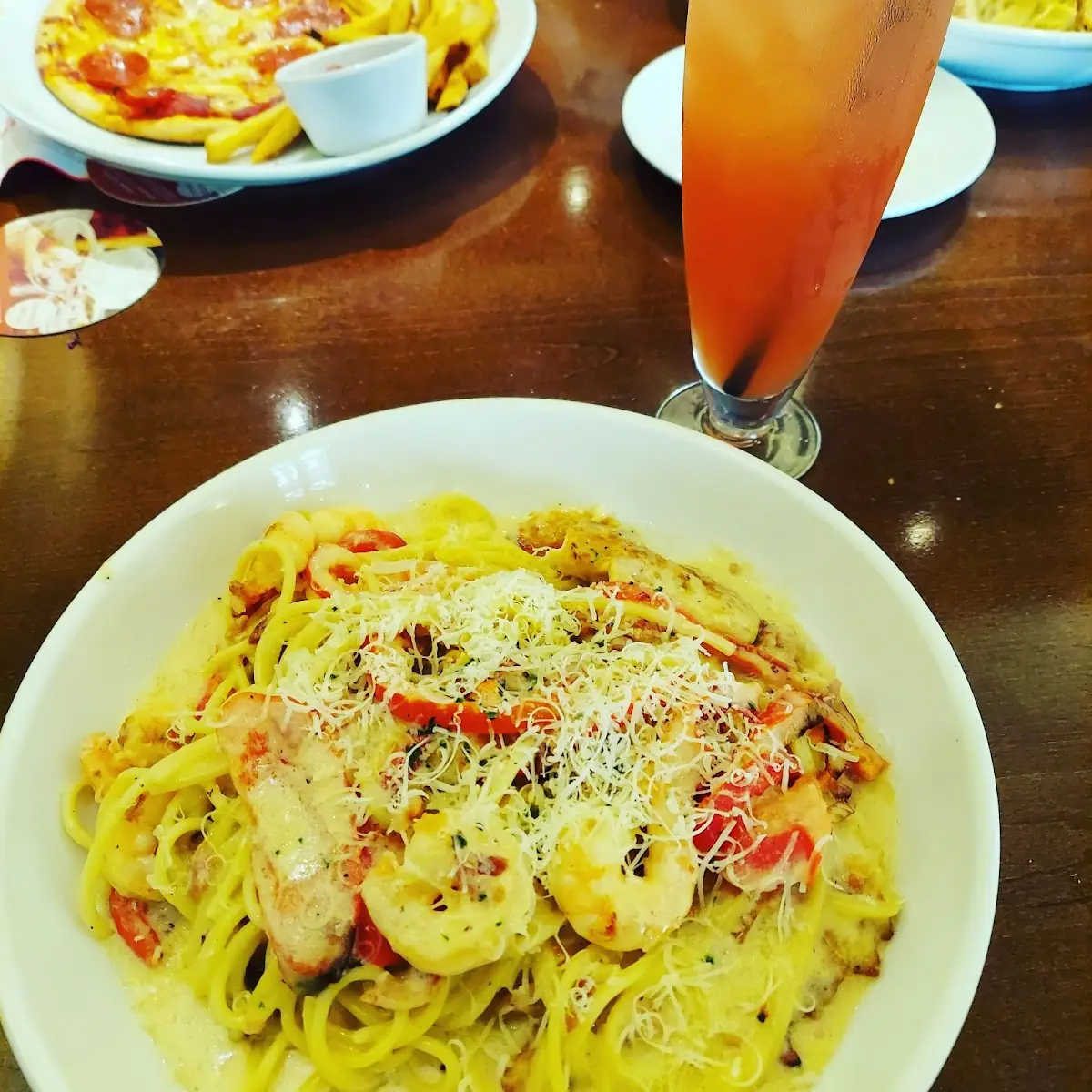 Chicken and Shrimp Carbonara Pasta
