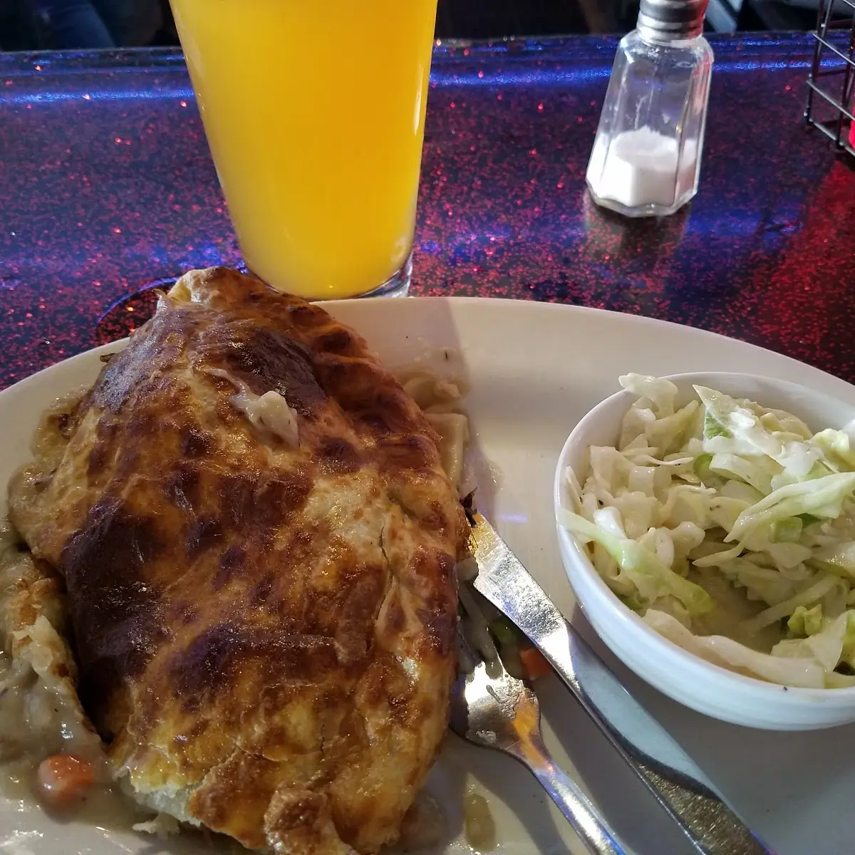 Chicken Pot Pie Pasty and Apple Coleslaw