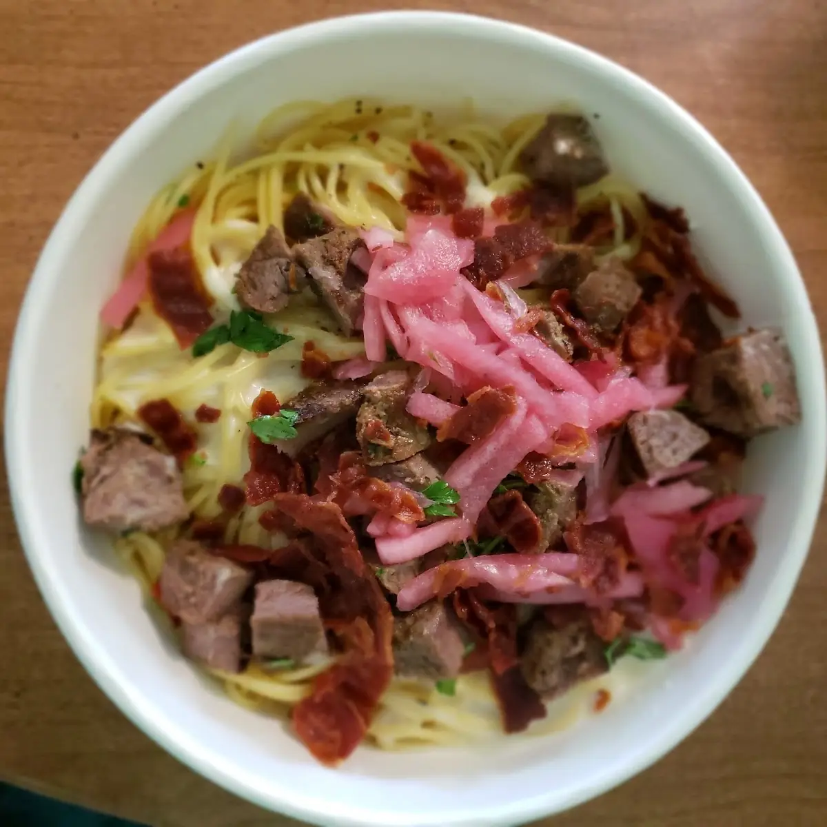 Alfredo Pasta with Steak