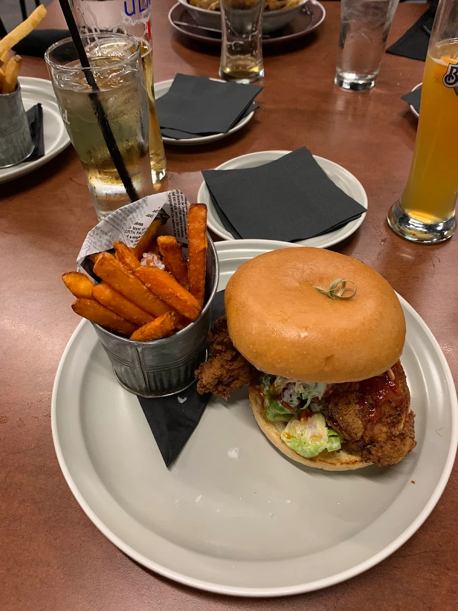 Chicken Burger and Sweet Potato Fries, Casual Pickering