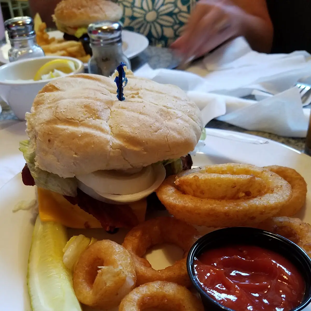 Burger and Onions Rings