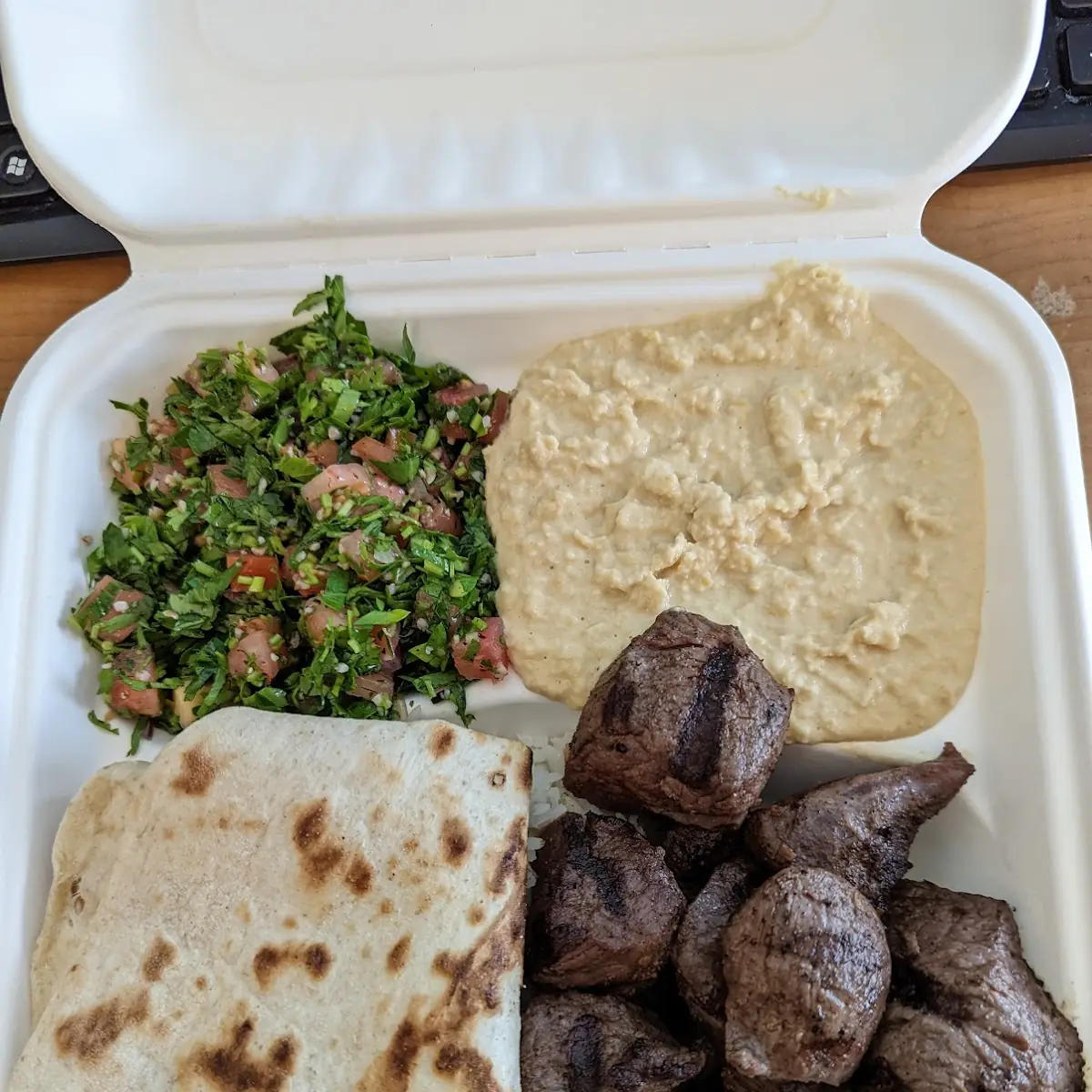 Grilled Meat with Hummus