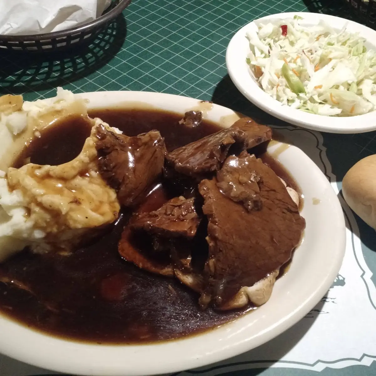 Open Faced Roast Beef with Mashed Potatoes