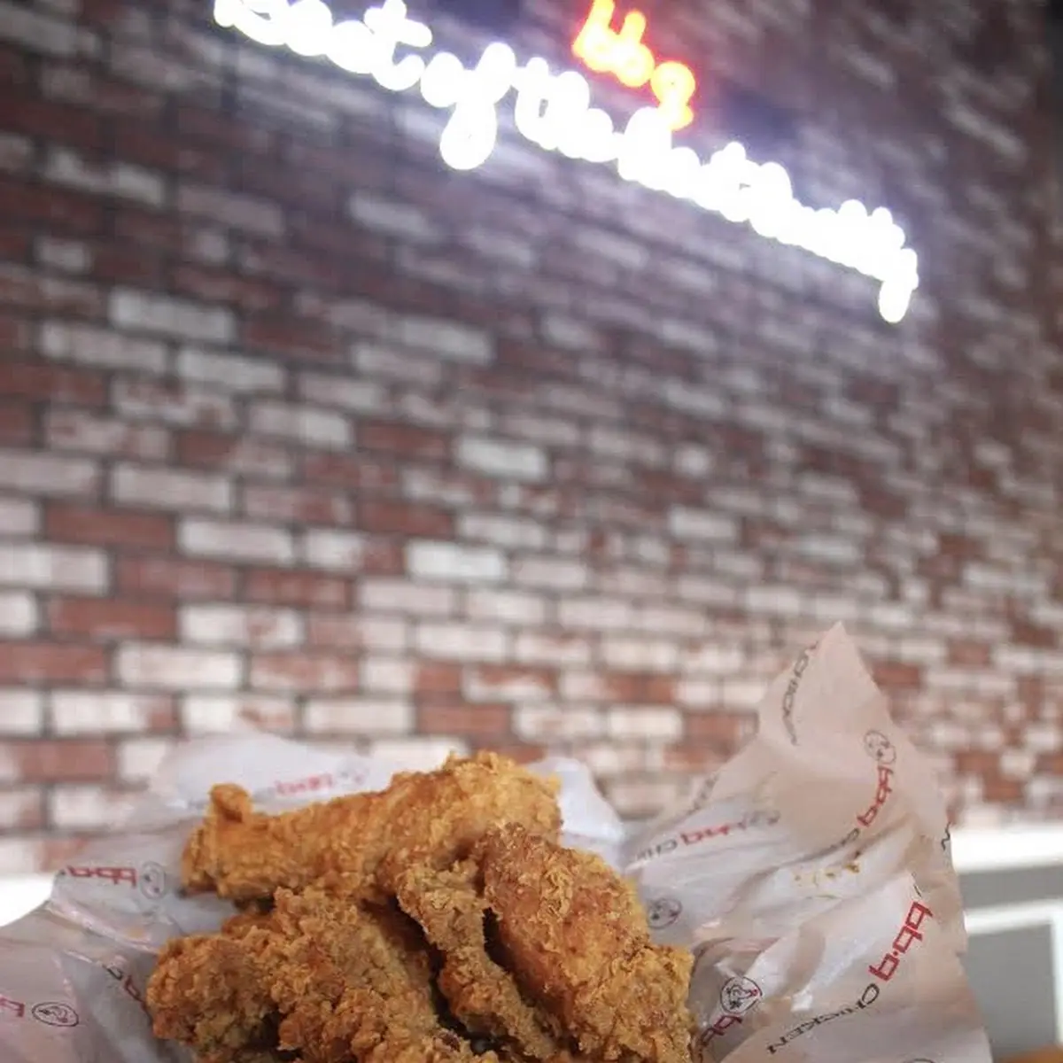 Fried Chicken Wings with Rice and Kimchi