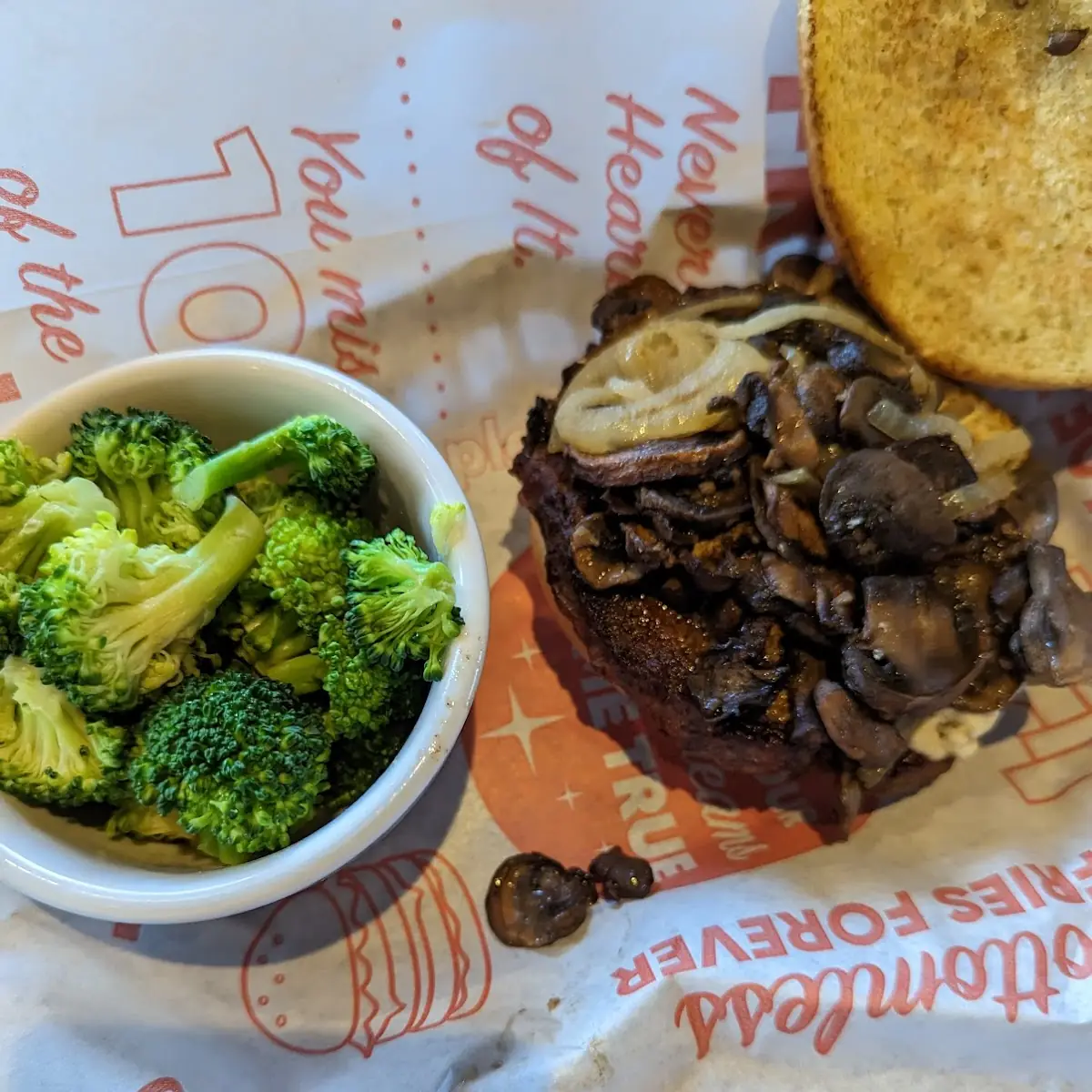 M'Sroom Burger with Bleu Cheese & Sauteed Onions