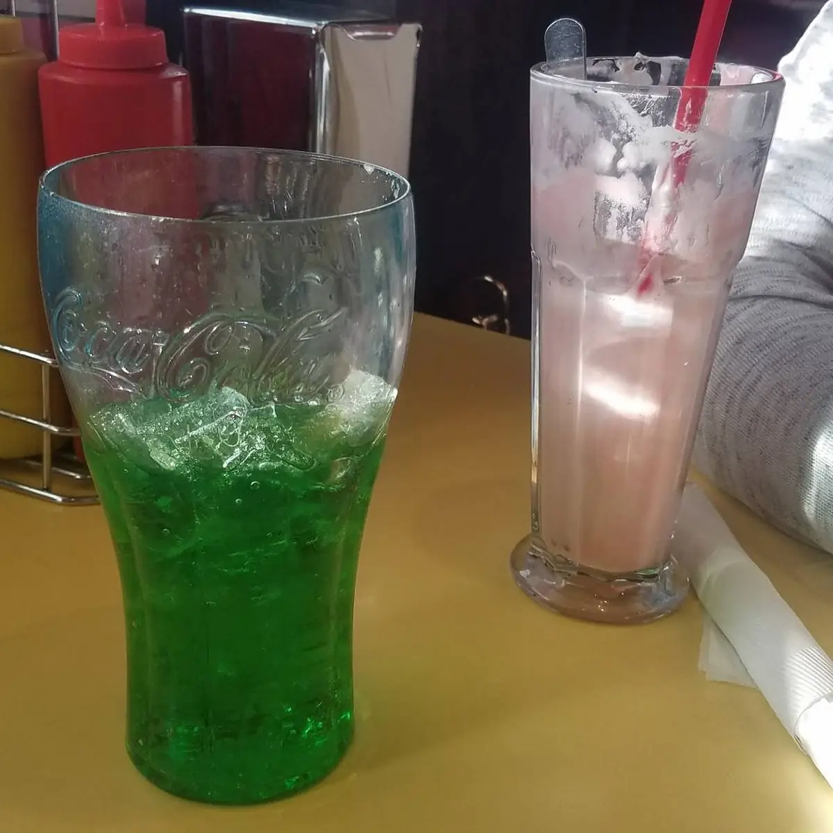 Green River and Strawberry Milkshake