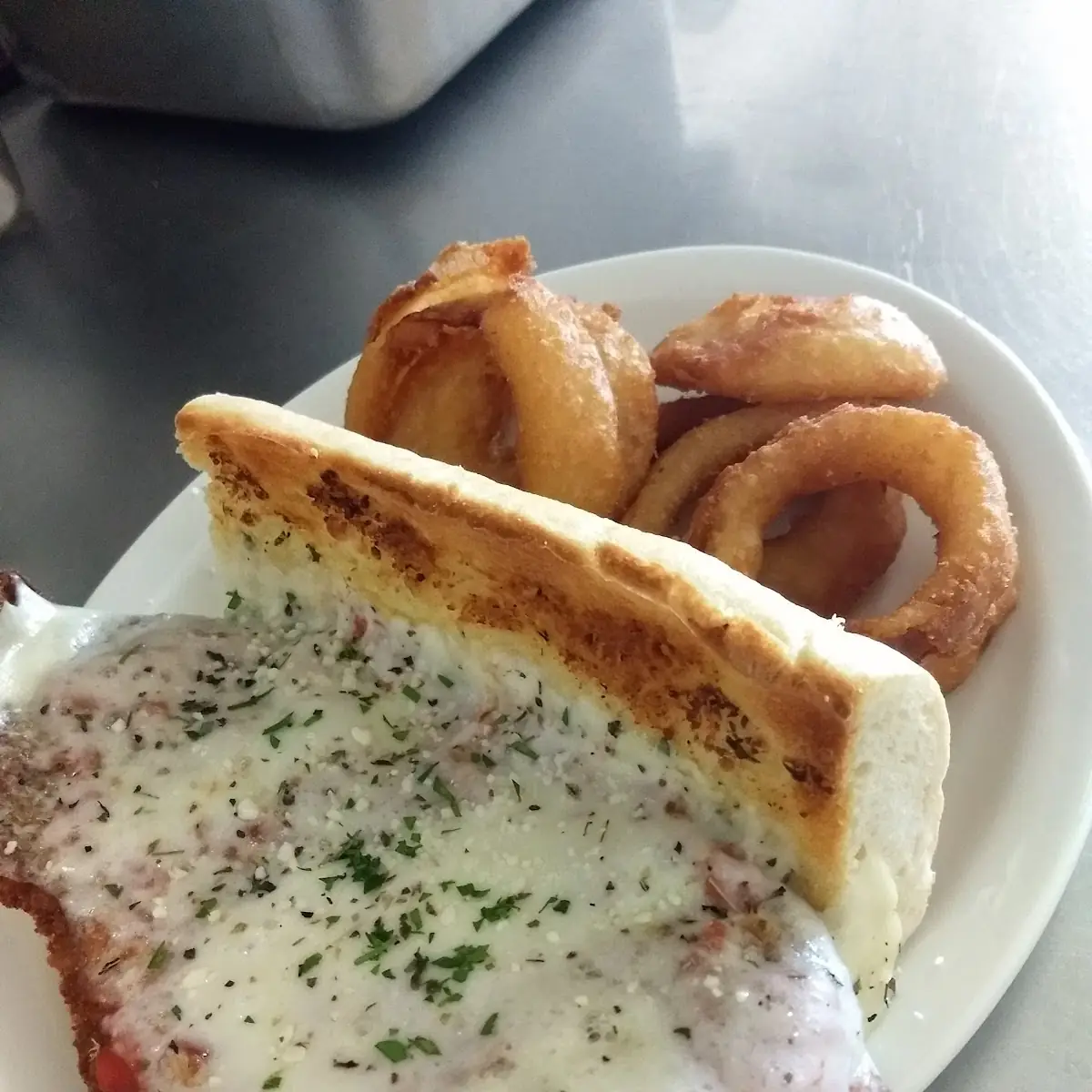 Breaded Steak with Onion Rings