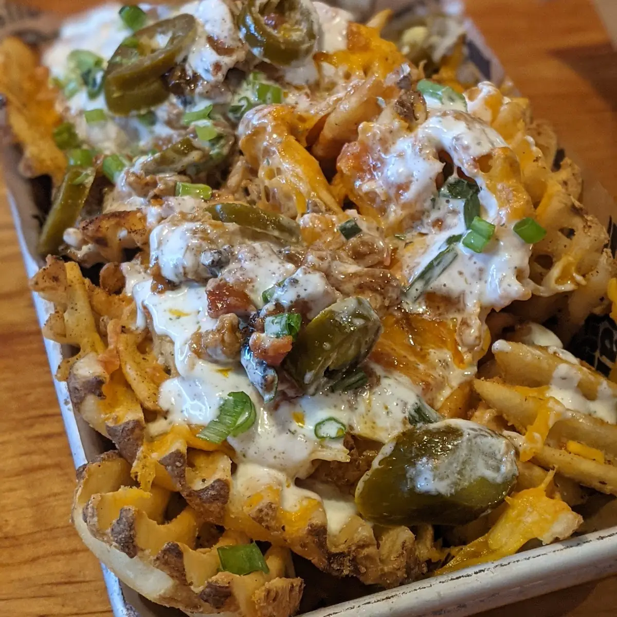 Loaded Pulled Pork Waffle Fries