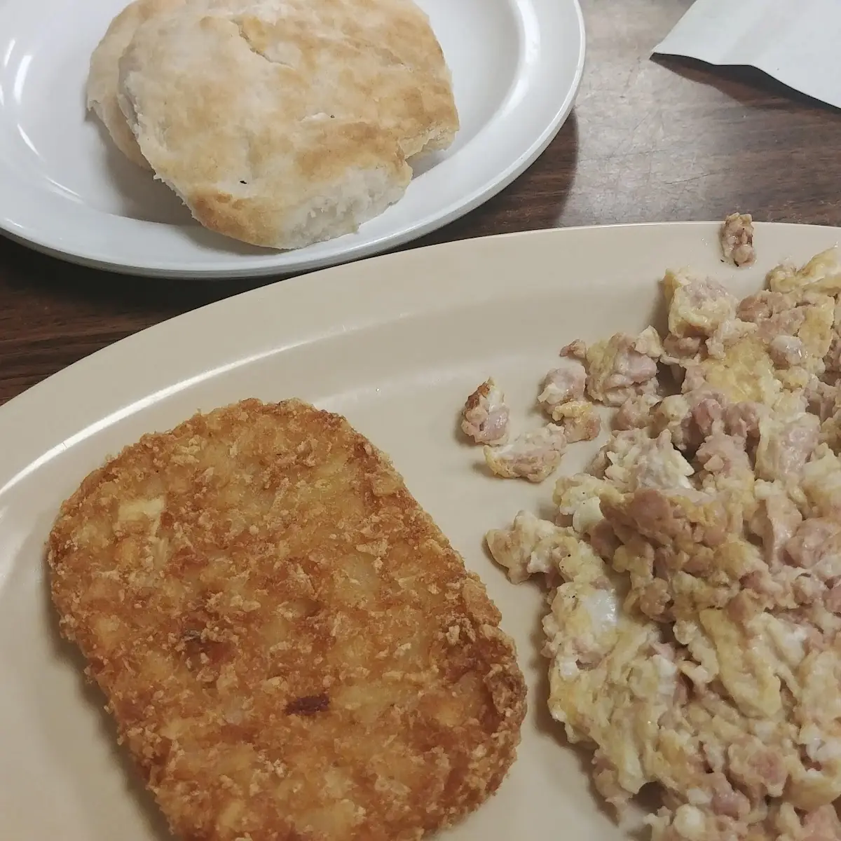 Brains and Eggs Hash Brown and Biscuits