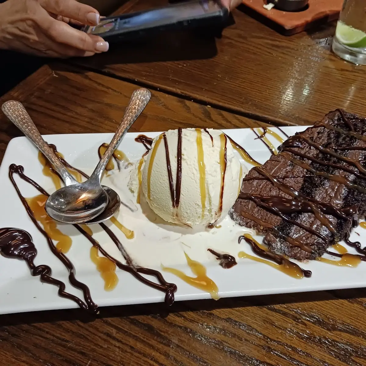 Chocolate Cake Slice and Vanilla Ice Cream