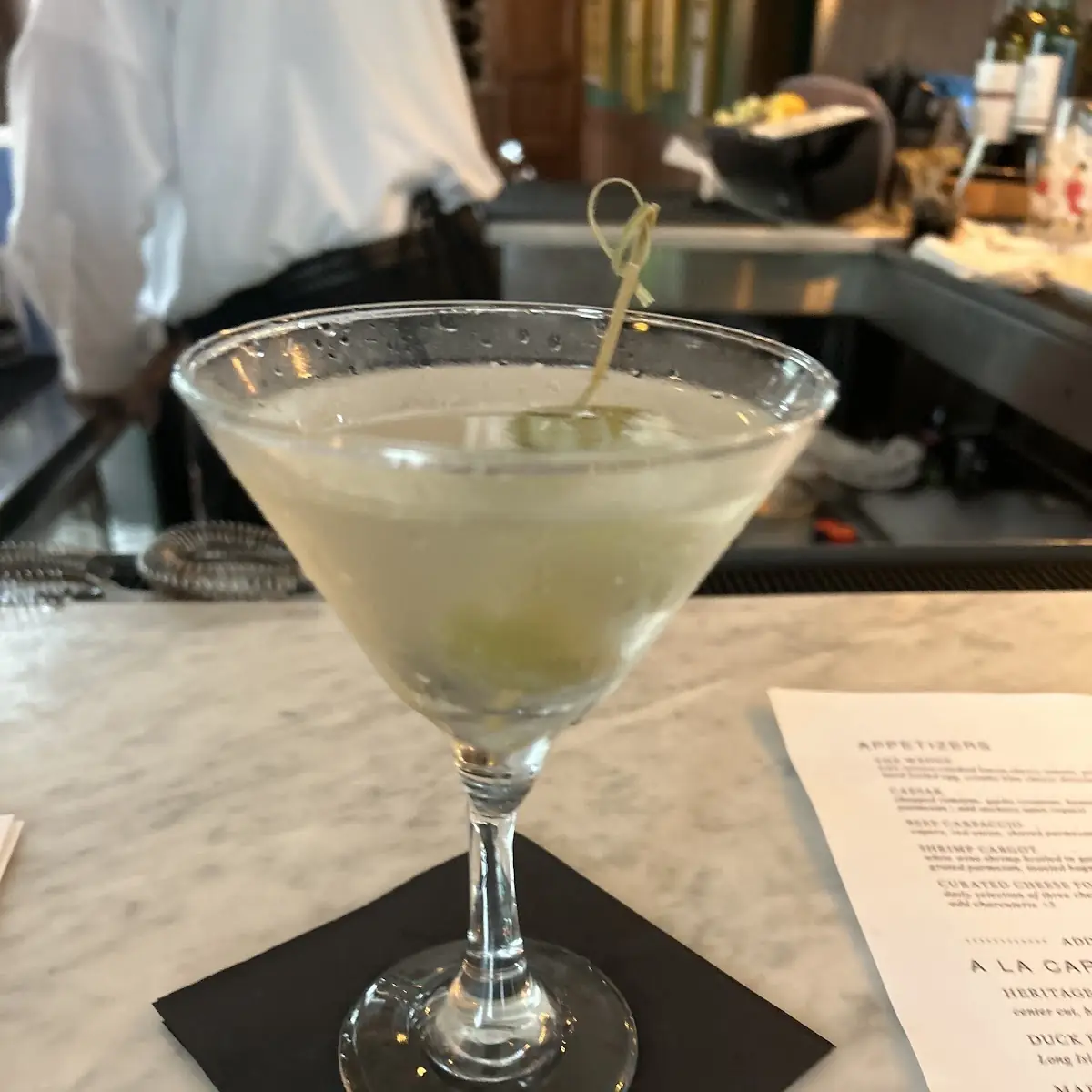 Martini with Blue Cheese Stuffed Olives