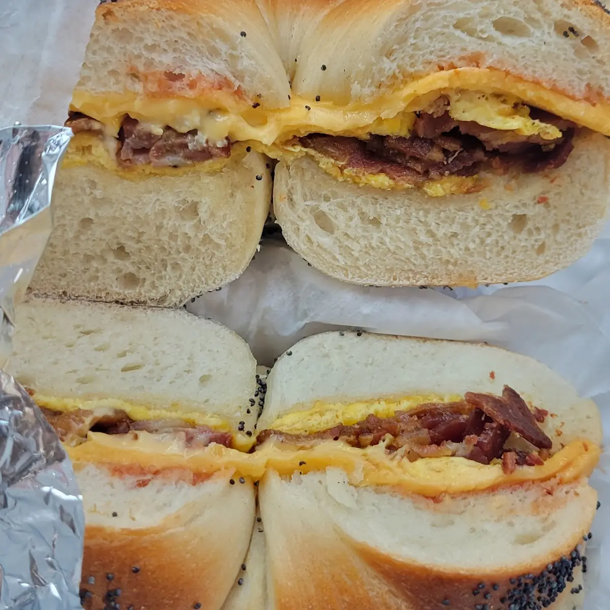 Bacon Egg and Cheese Sesame Bagel Sandwich