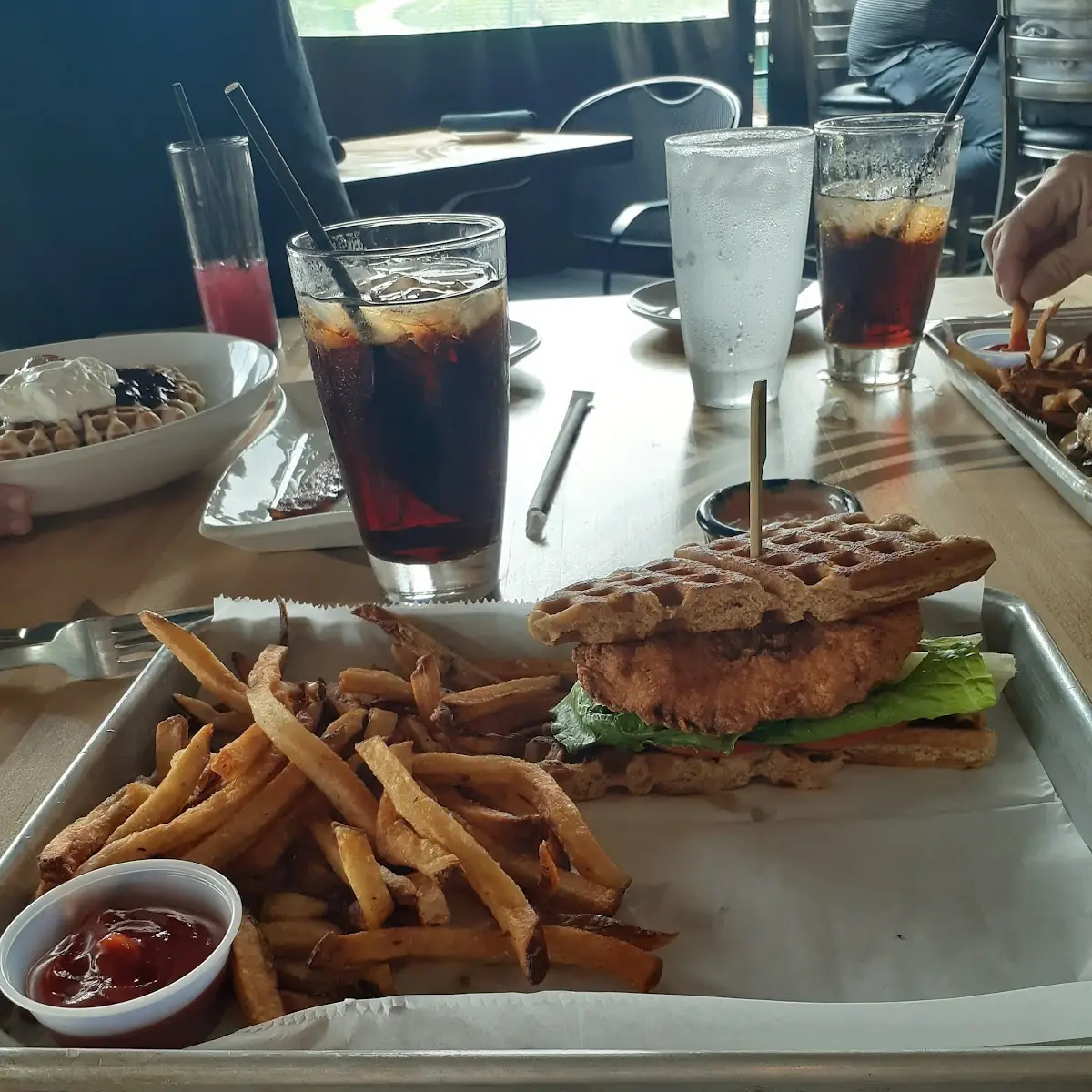 Fried Chicken BTL w Waffle's as the Buns