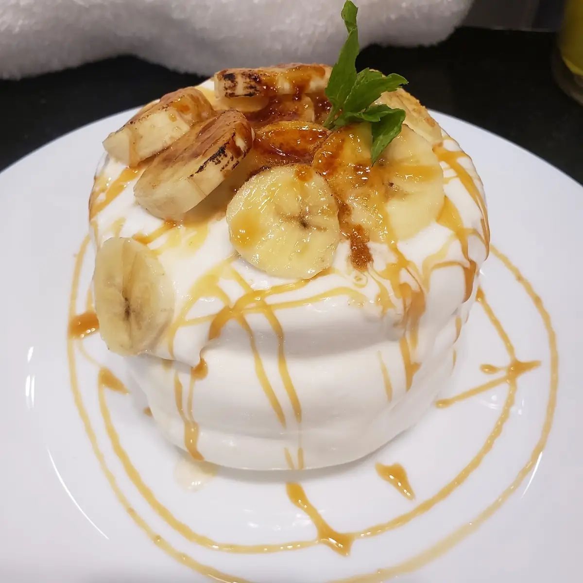 Coconut Cream Brulee with Banana Souffle