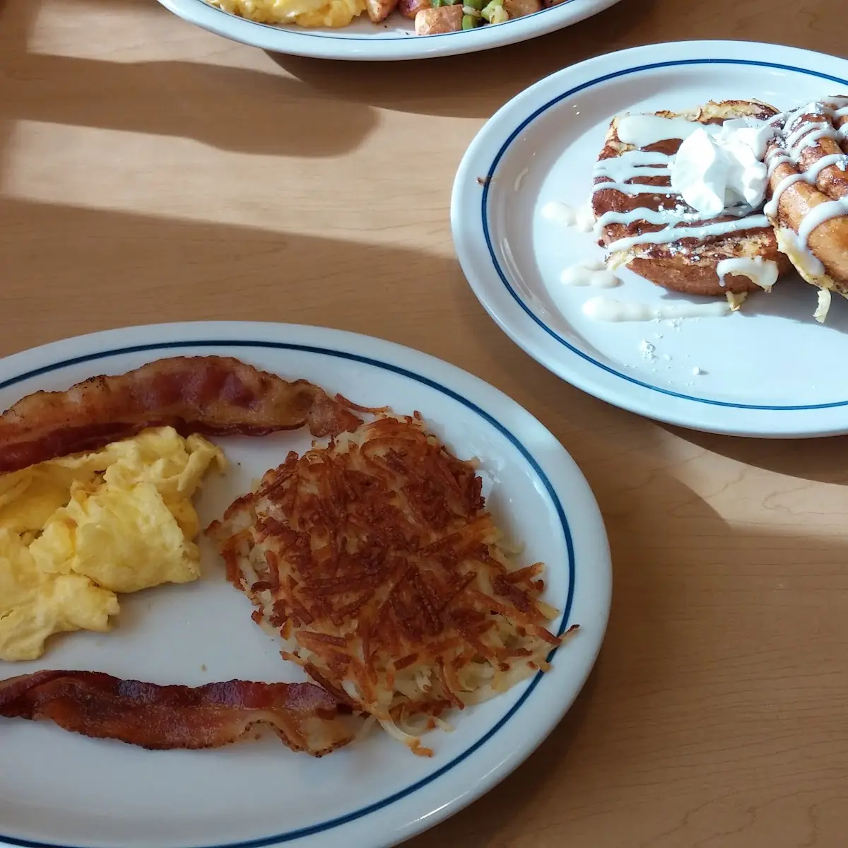 Scrambled Eggs Hash Browns and Bacon